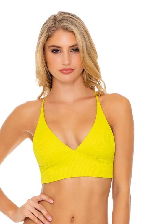 Luli Fama Orillas Del Mar Ribbed Banded X-Back Bikini Top